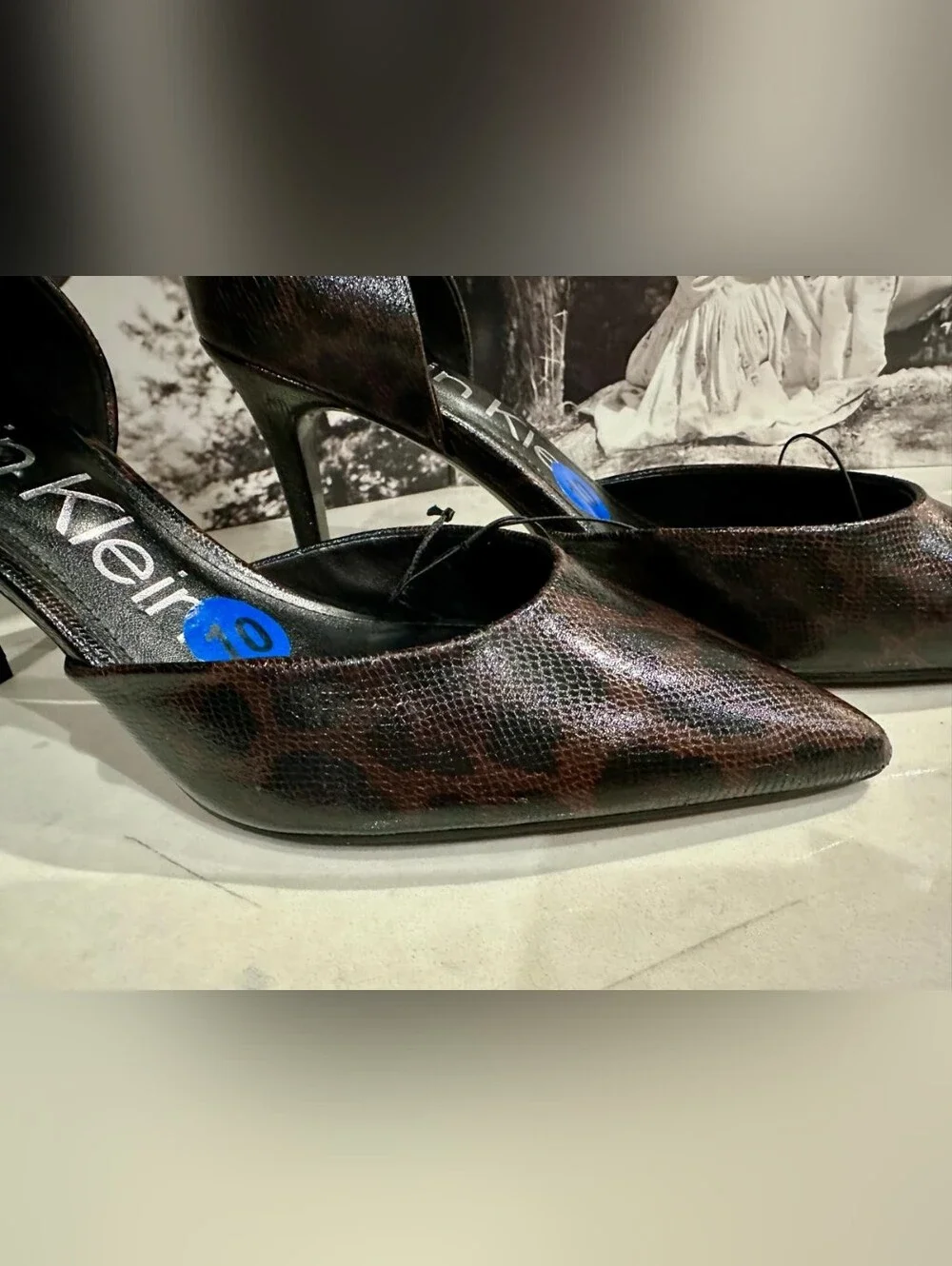 Calvin Klein Leopard Print Pointed-Toe Stiletto Pump - Brown & Black